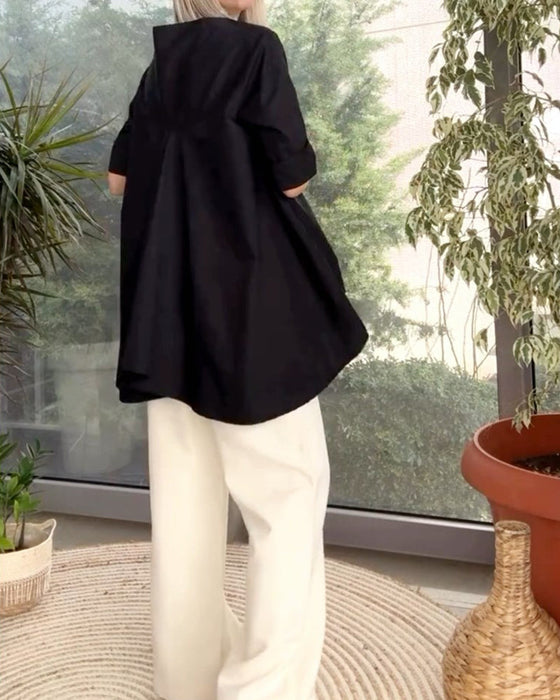 Solid color commuting top