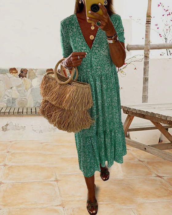 Floral print v-neck dress