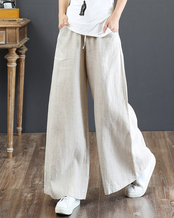 Solid color high waist wide leg pants