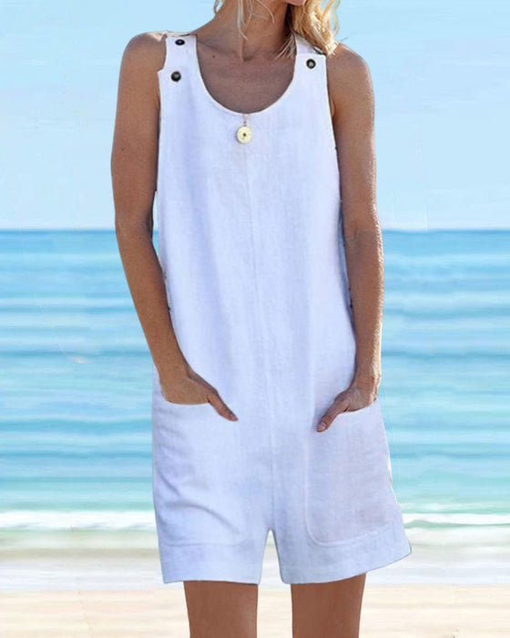 Solid Color Casual Jumpsuit