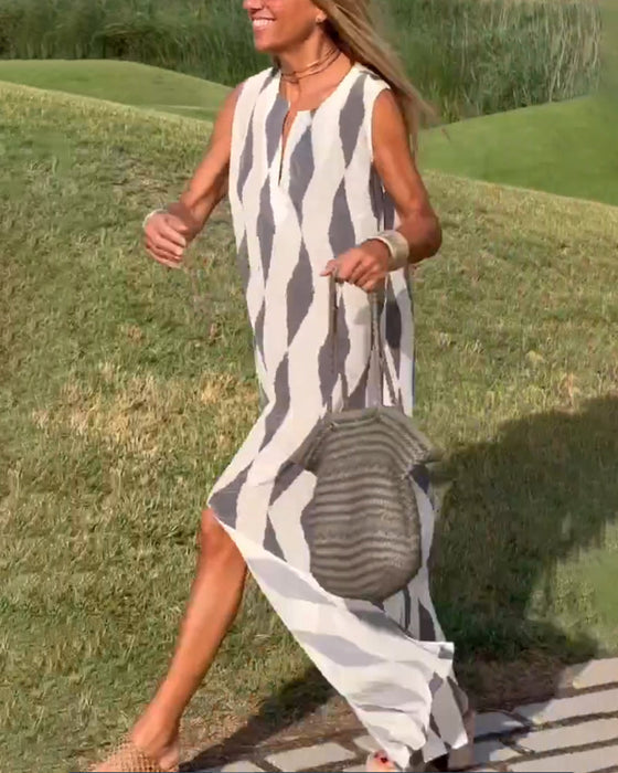 Diamond print slit dress