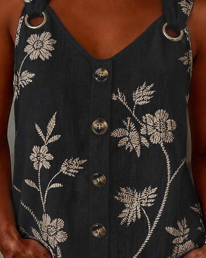 Floral Camisole Metal Ring Tank Top