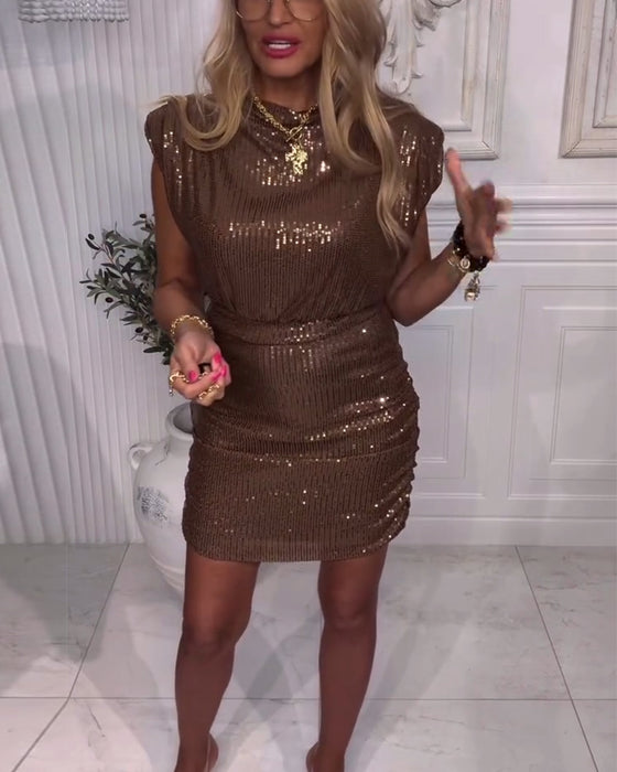 Sequined Sleeveless Waist Dress