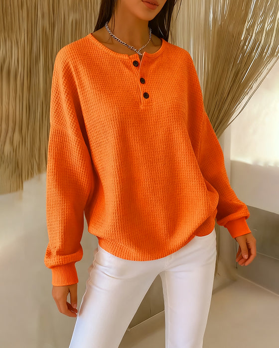 Fashionable Casual Solid Color Long-Sleeved Sweatshirt