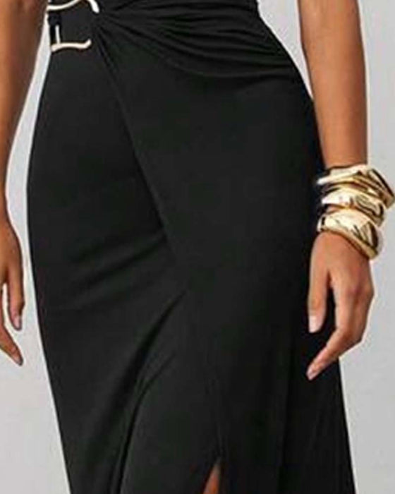 Fashion Short Sleeve Waist Dress