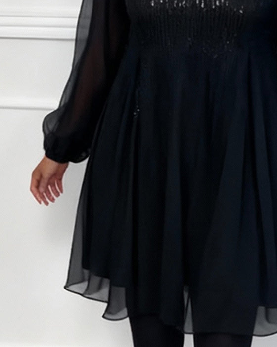 Round Neck Fashionable Solid Color Loose Dress