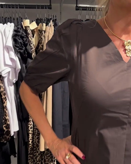 V-Neck Pocket Casual Dress