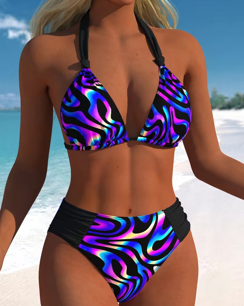 Gradient Wave Print Bikini