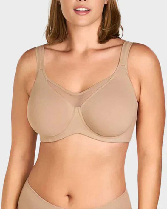 Mesh Splice Underwire Push-Up Bra