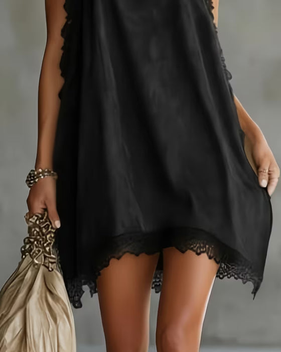 Lace Trim Sleeveless Dress