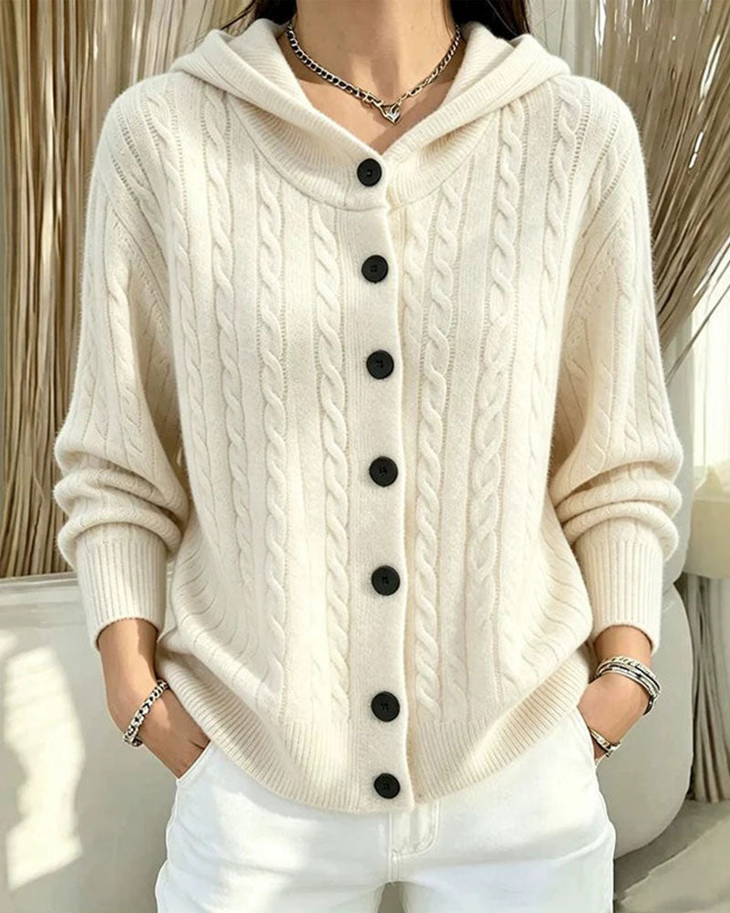Hooded Open Front Knit Cardigan