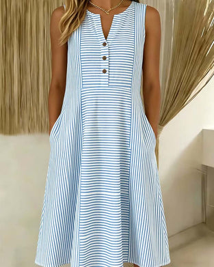 Sleeveless Striped Casual A Hem Dress