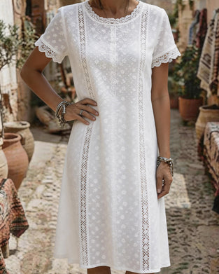 Round Neck Lace Cutout Sheath Dress