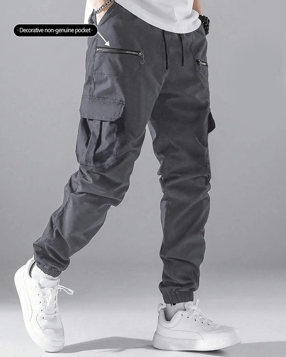 Pocket Drawstring Zipper Men's Cargo Pants