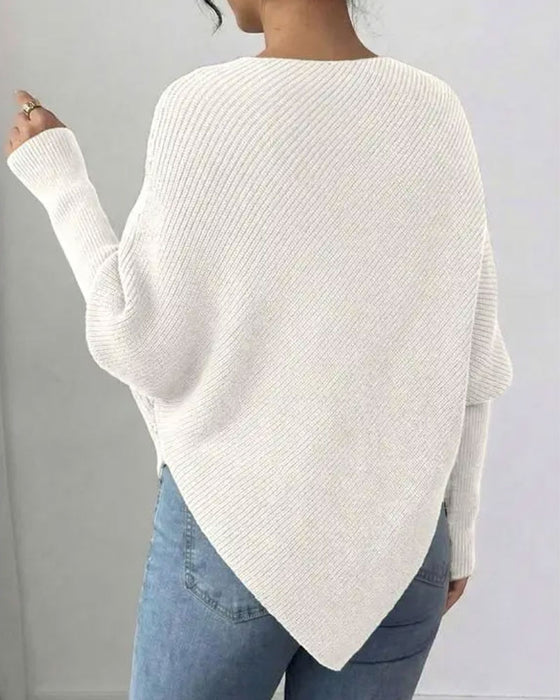 Stylish Floral Irregular Pullover