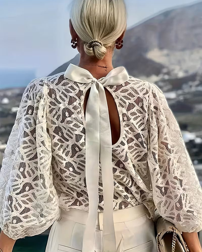 Lace Bow Design Blouse