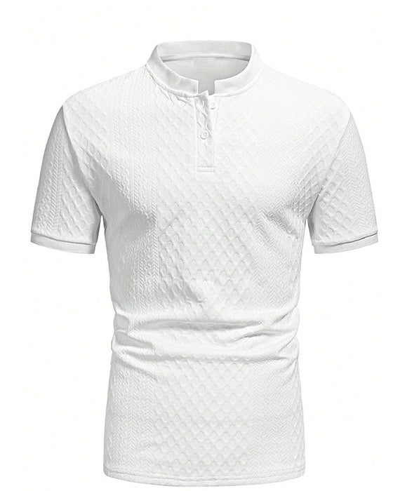 Men's Jacquard Stand Collar T-Shirt