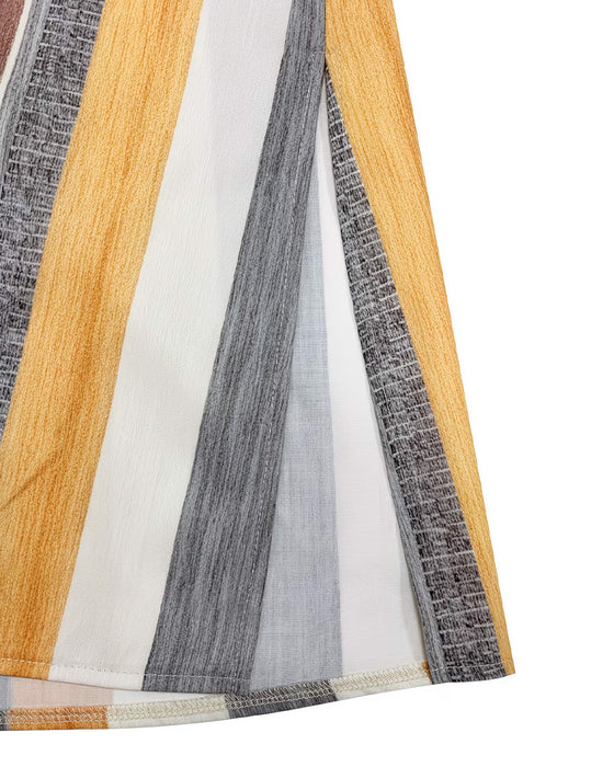 Casual Striped Lapel Midi Dress