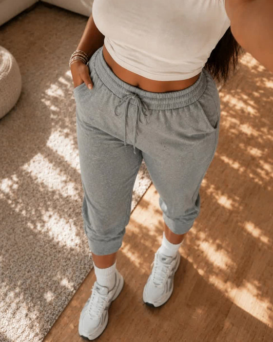 Elastic Waist Cropped Jogger Sweatpant