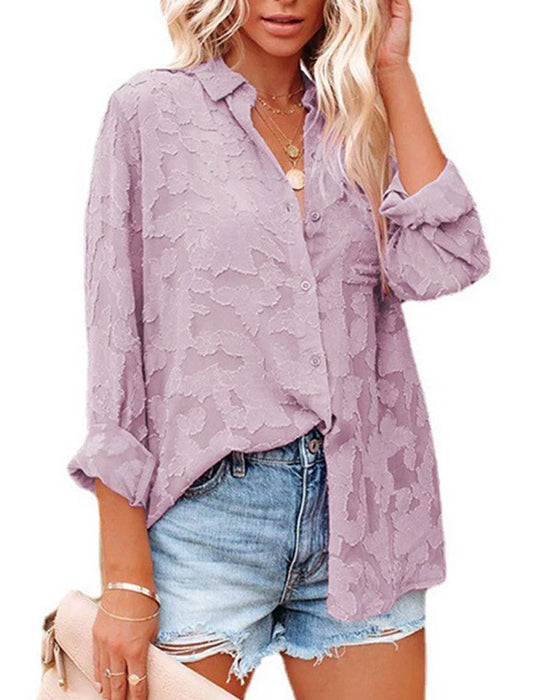 Chiffon Jacquard Sheer Blouse