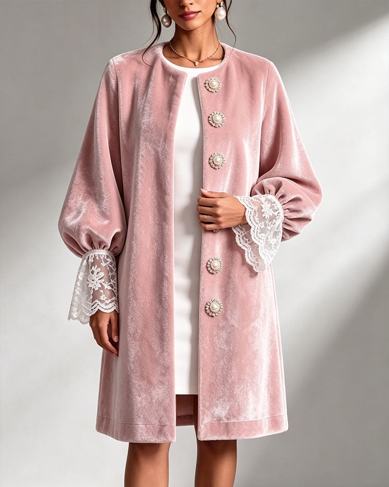 Patchwork Sleeve Button Trendy Coat