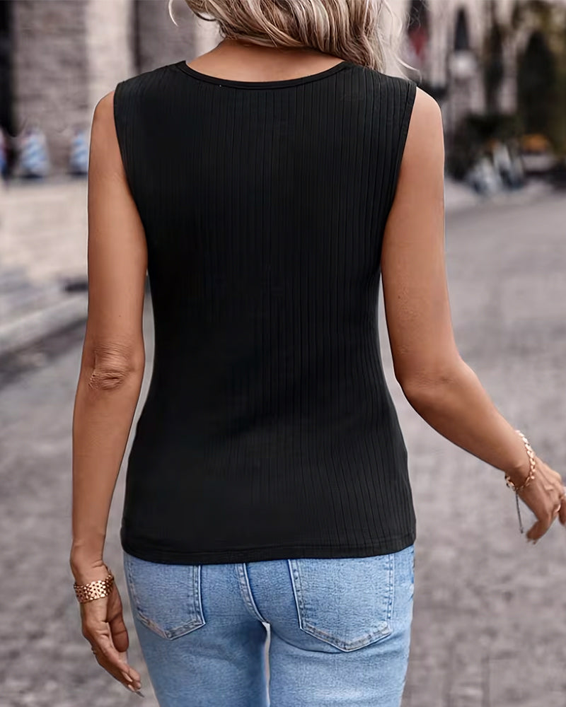 Lace Patchwork V-Neck Tank Top