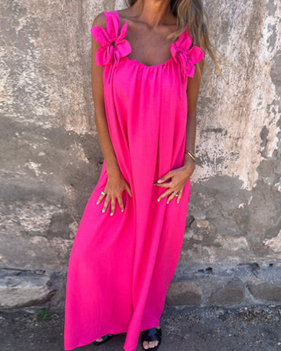Sleeveless Solid Color Fashionable Long Dress