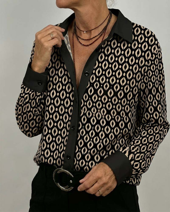 Geometric Color-Block Patchwork Shirt