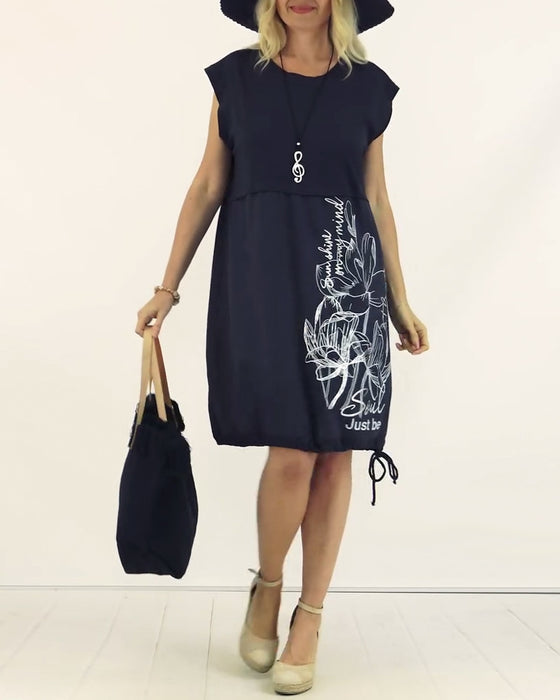 Round Neck Sleeveless Printed Dress