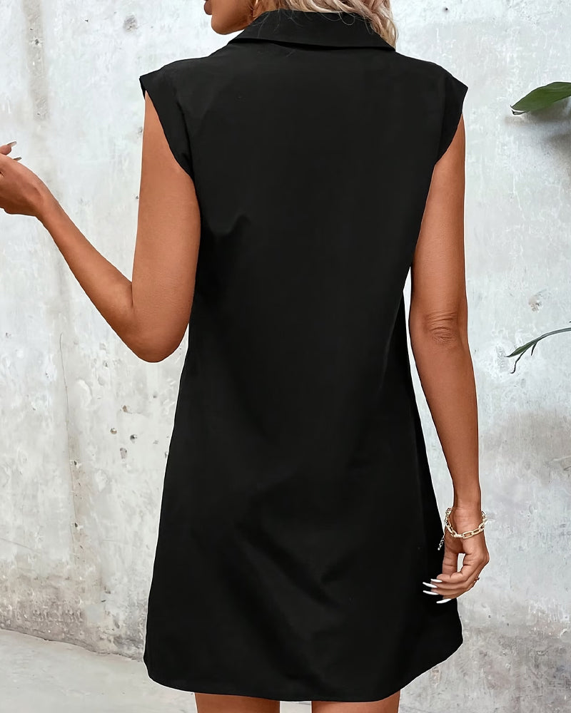 Chic Sleeveless Zipper Front Dress