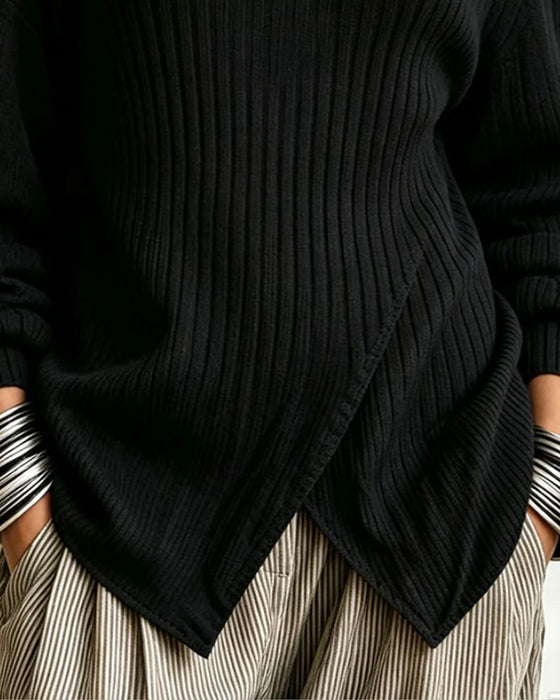Off-Shoulder Asymmetric Mesh Pullover