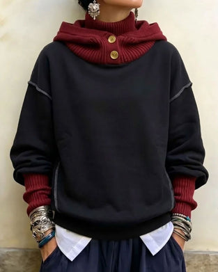 Color Block High Neck Hoodie