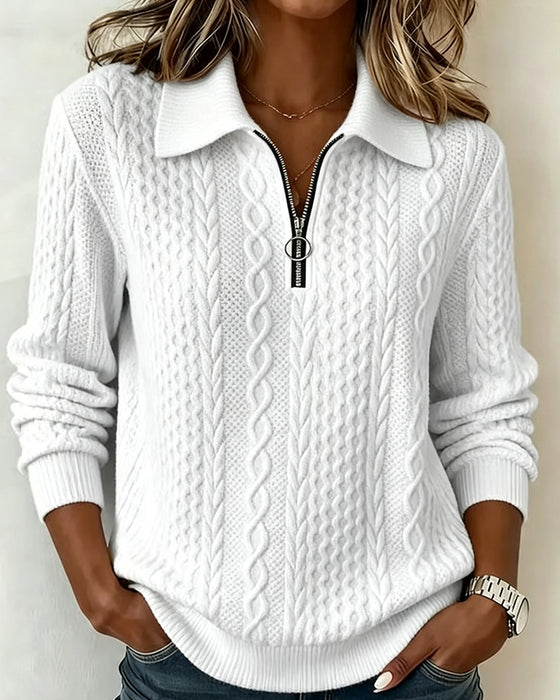 Lapel Long Sleeve Sweatshirt