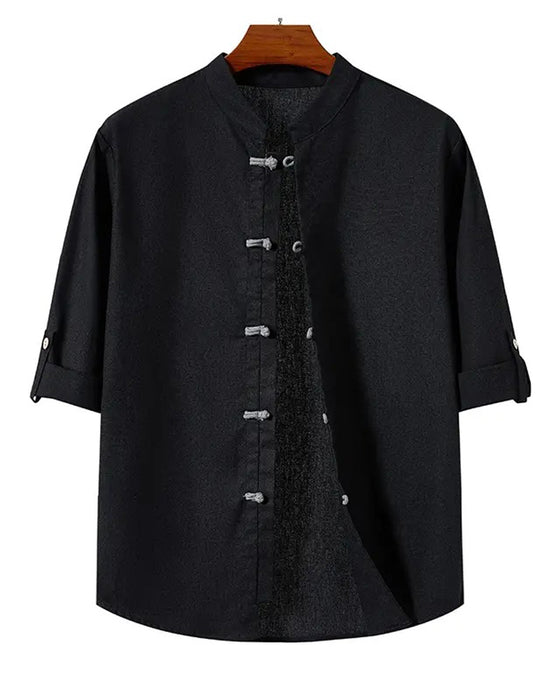 Chinese Style Square Neck Casual Shirt