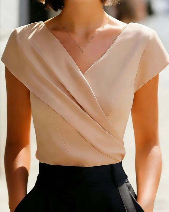 V-Neck Slim Fit Short Sleeve Women'S T-Shirt