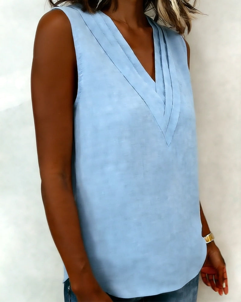 Fashionable Double-Layer V-Neck Tank Top