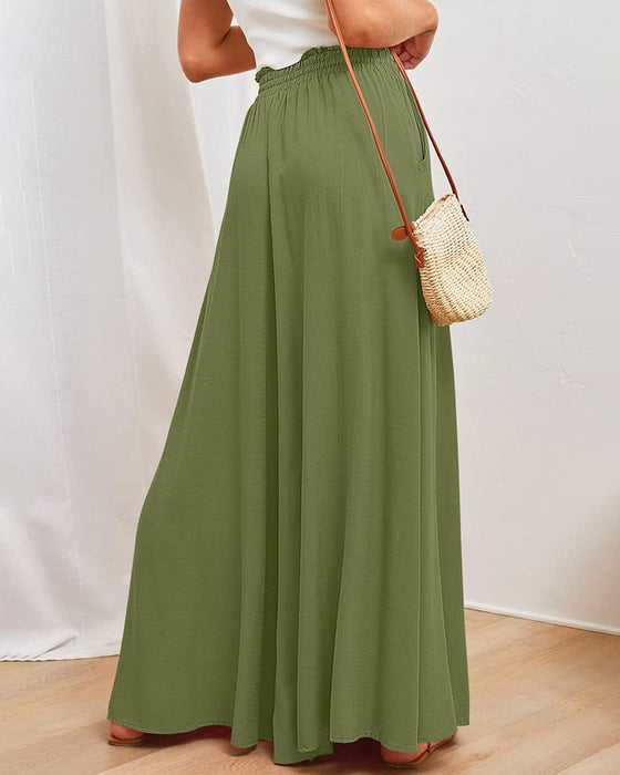 Drawstring Casual Wide-Leg Pants
