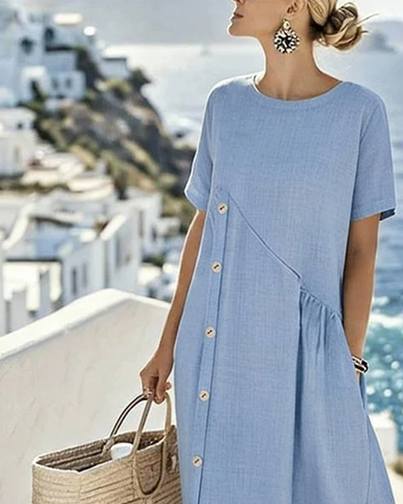 Button Decor Casual Dress