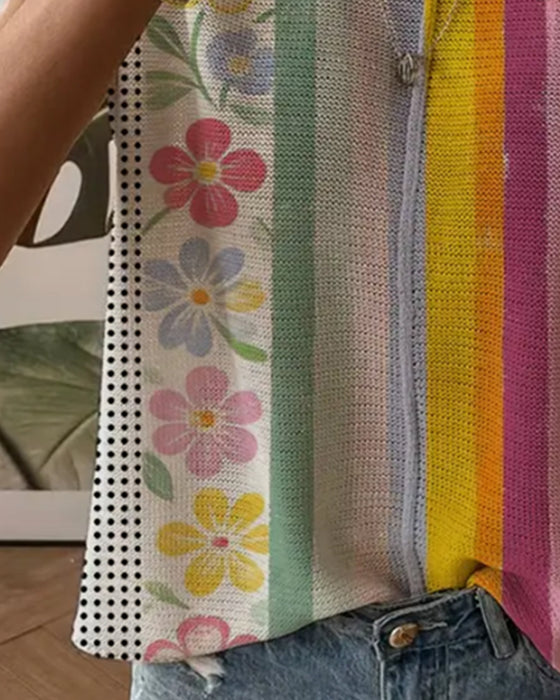 Polka Dot Rainbow Stripe Pullover