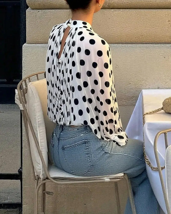 Casual Polka Dot Long Sleeve Blouse