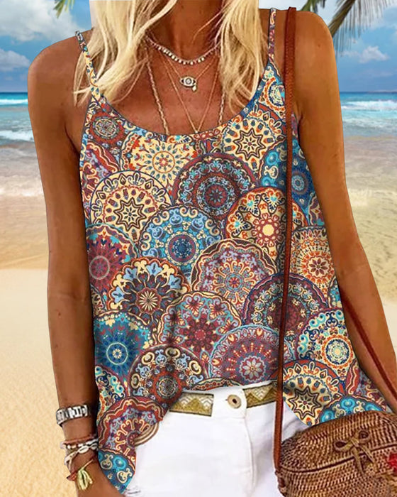 Circle Print Casual Cami Top