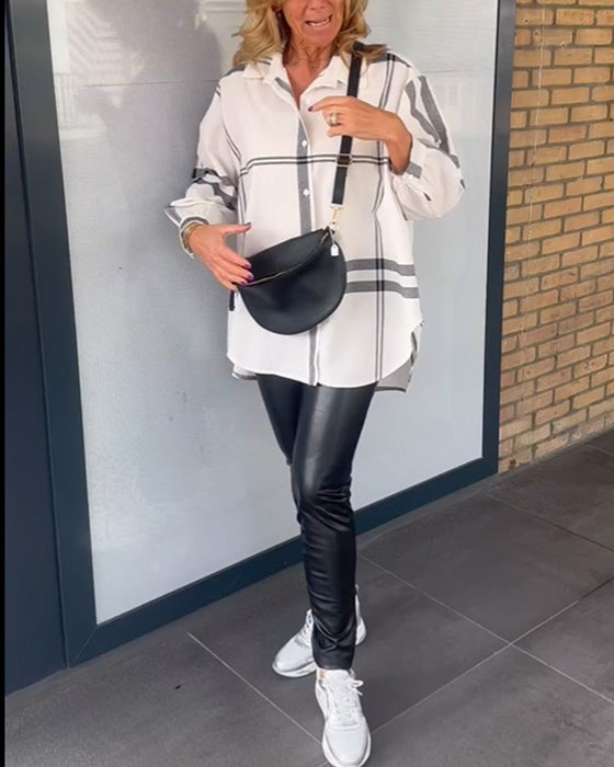 Casual lapel plaid shirt