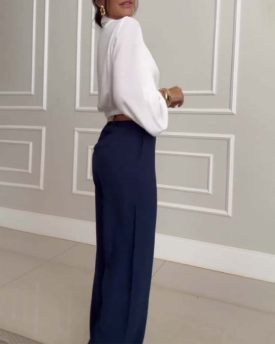 Casual solid color pocket pants