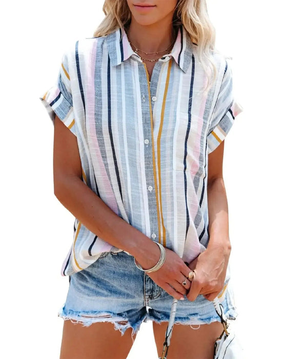 Collared Casual Short-Sleeve Shirt