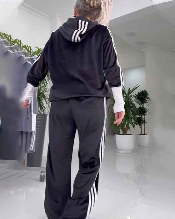 Hooded sweatshirt and pants two-piece set