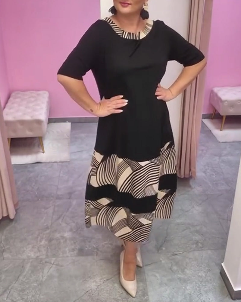 Patchwork Striped Print Dress