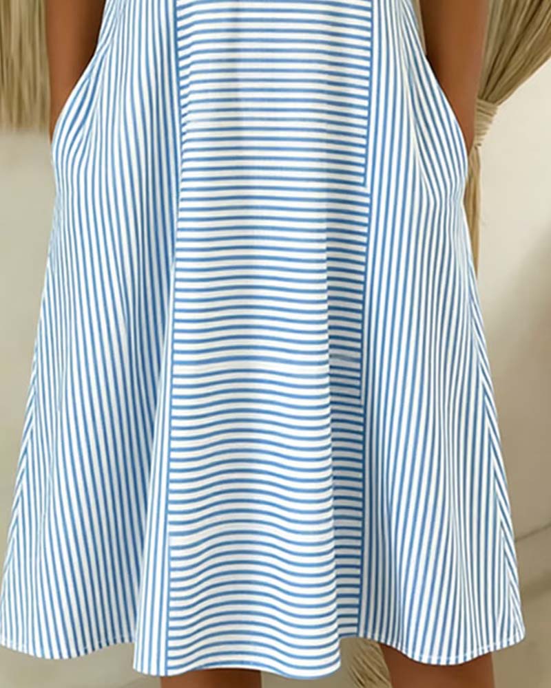 Sleeveless Striped Casual A Hem Dress