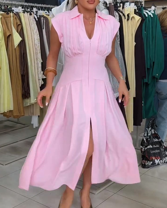 V-Neck Slit Dress