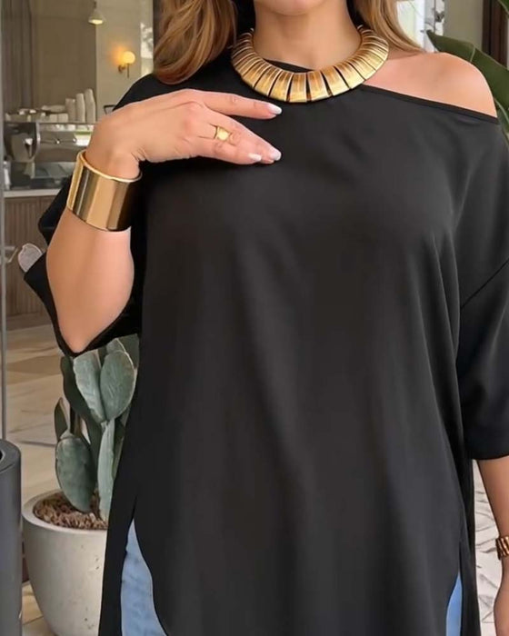 One-Shoulder Asymmetrical Blouse