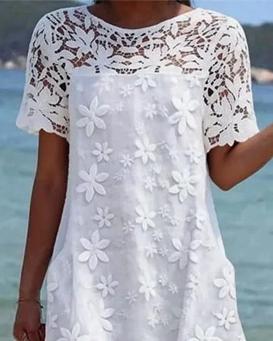 Round Neck Lace Patchwork Dress